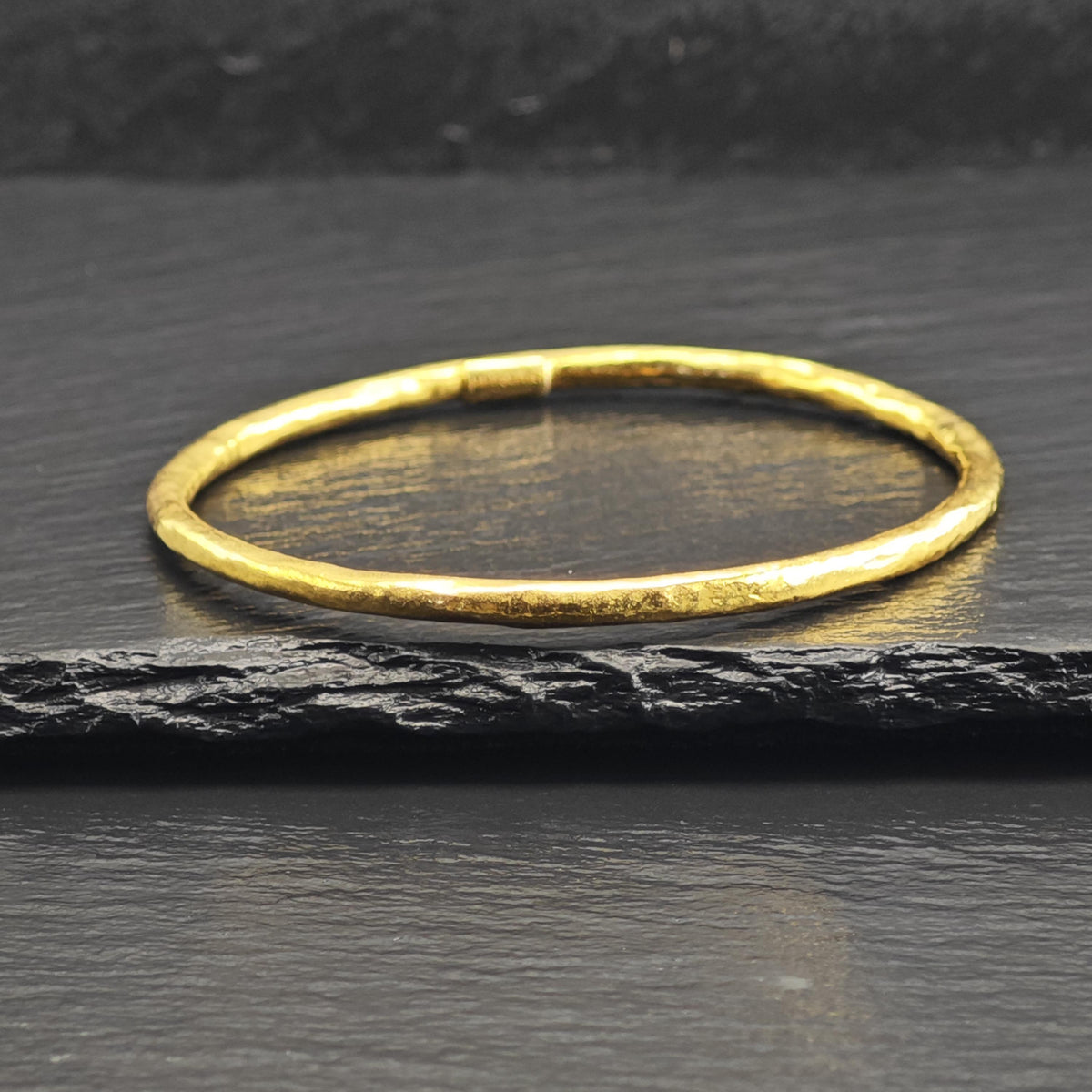 Vintage Ippolita Gold-Plated 4mm Bangle Sterling Silver Sz 7 1/2" BR3130