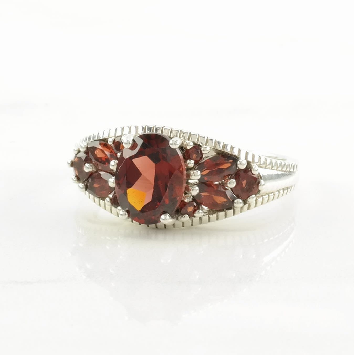 Sterling Silver Ring, Garnet Red Size 10