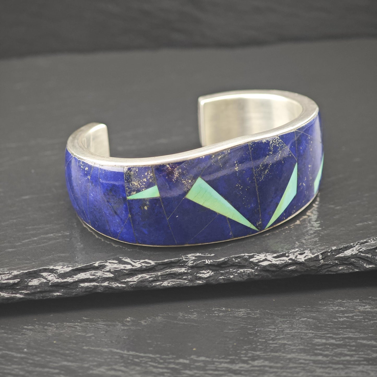 Harrison Jim Inlay Cuff Lapis, Turquoise Bracelet Native American Sterling Silver