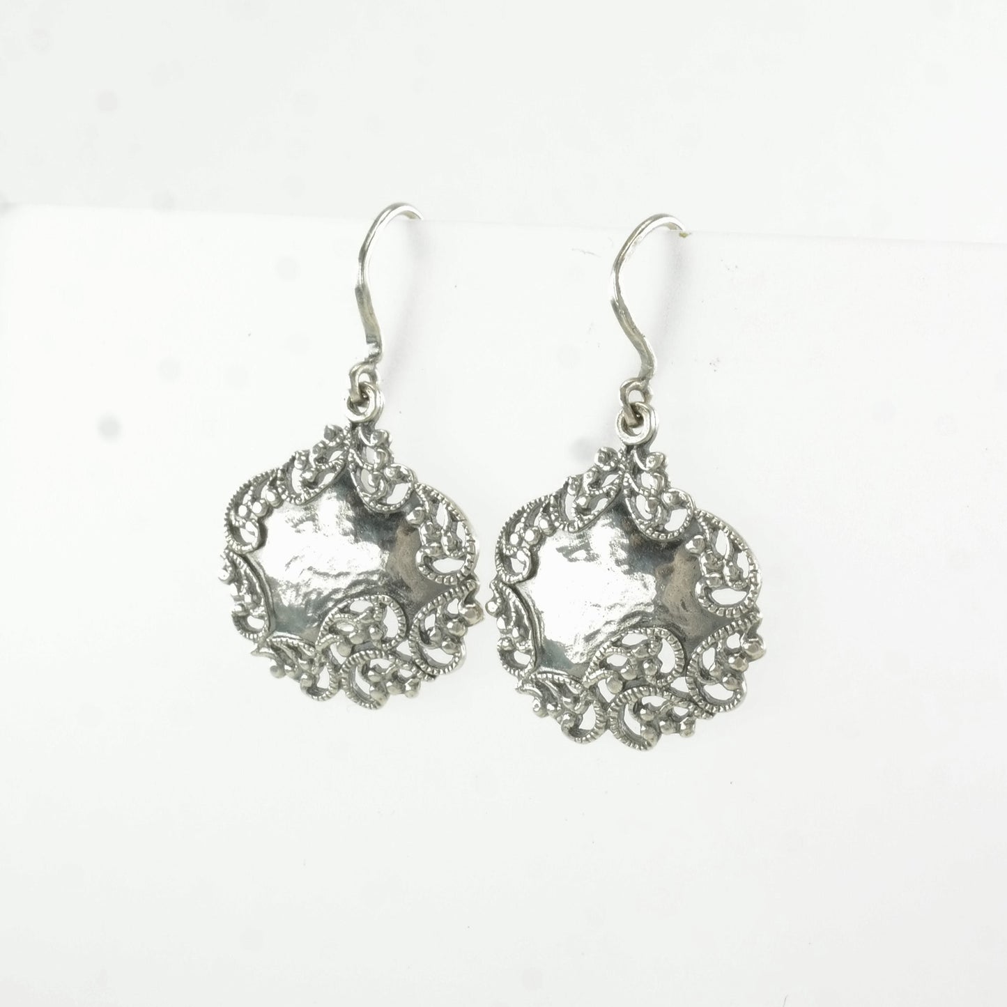 Paz Sterling Silver Hammered Art Nouveau Style Earrings Fish hook