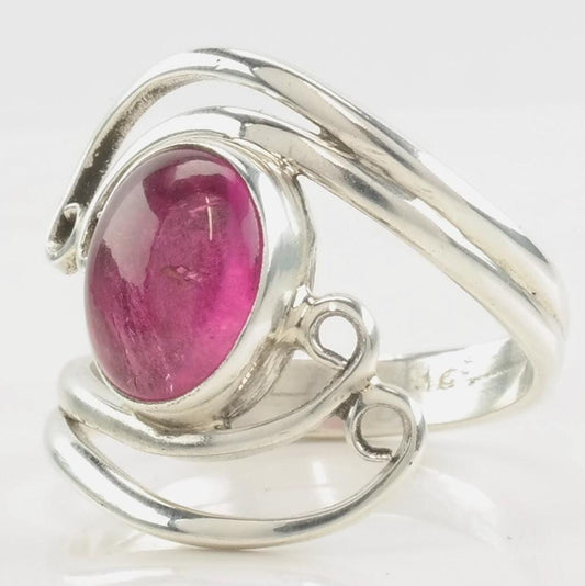 Vintage Pink Tourmaline Ring Sterling Silver Size 6