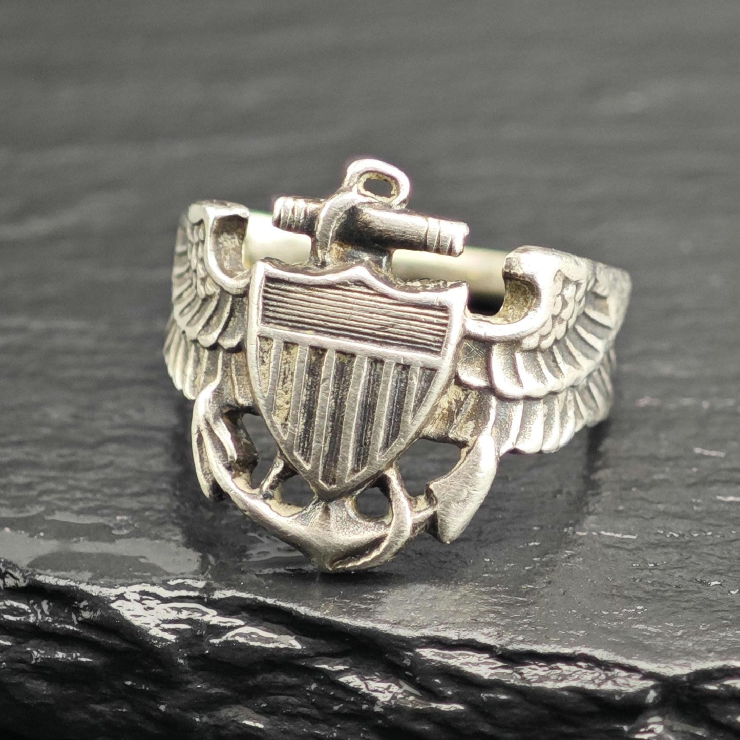 AS IS U.S. Navy Naval Aviator Sterling Silver Ring Sz 5 1/4 R6699