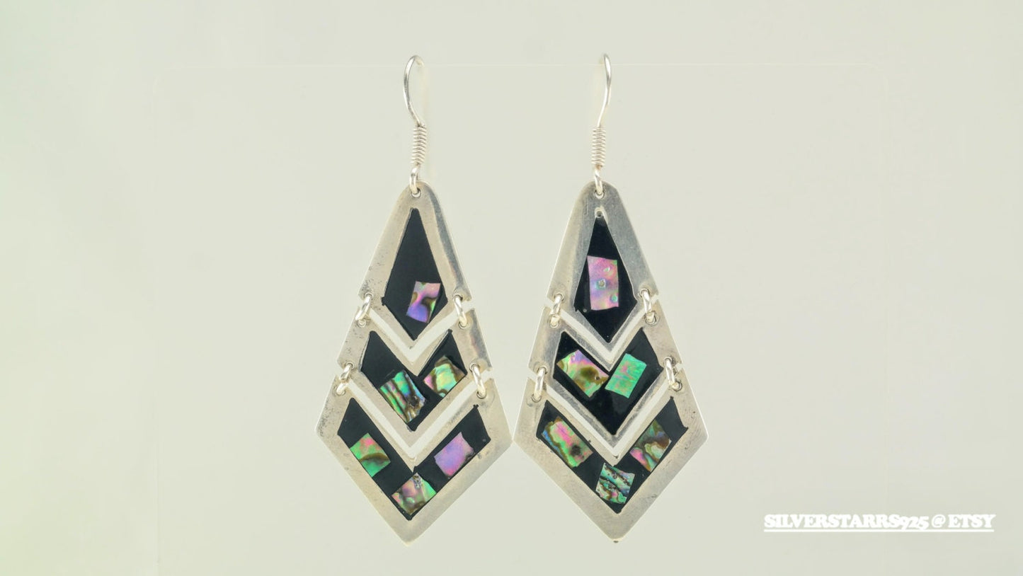 Sterling Silver Pyramid Abalone Shell Earrings