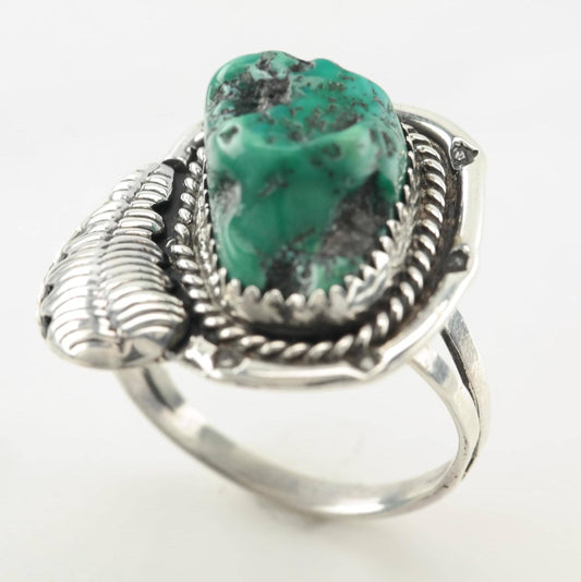 Vintage Native American Turquoise Sterling Silver Ring Size 9