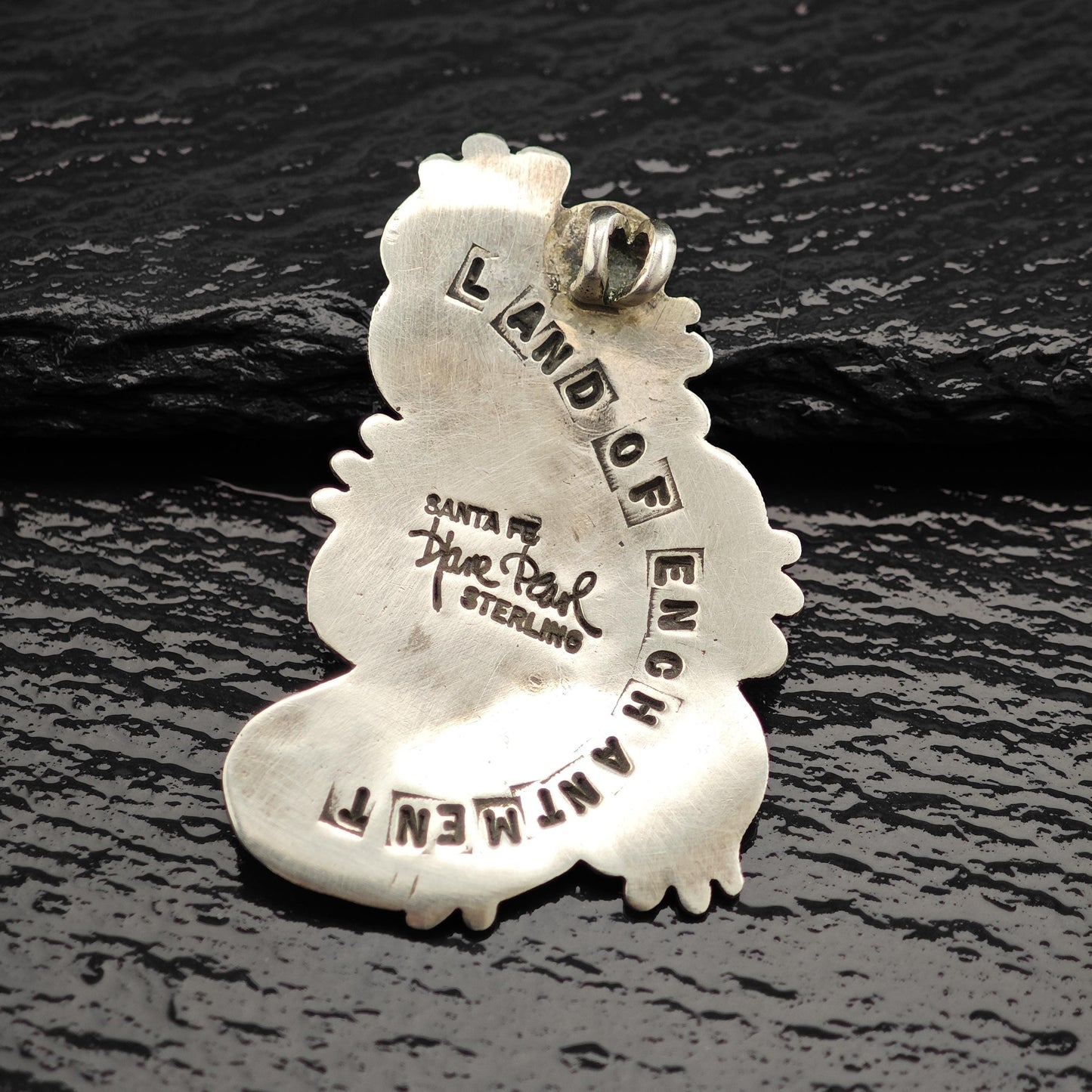 Vintage Land of Enchantment, Diane Pearl Overlay Pendant Sterling Silver