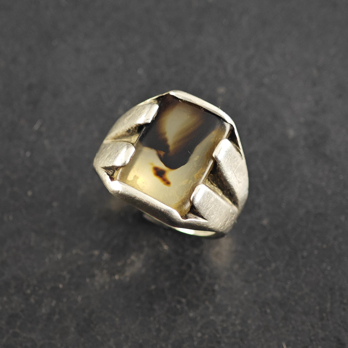 Art Deco Signet Sterling Silver Ring Sz 8 1/2 R6851