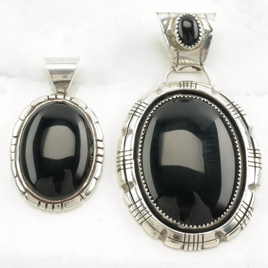 Choice of Vintage Native American Onyx Oval Sterling Silver Pendant