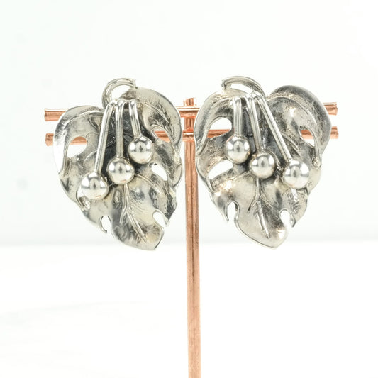 Cini Sterling Silver Leaf Earrings Clip On