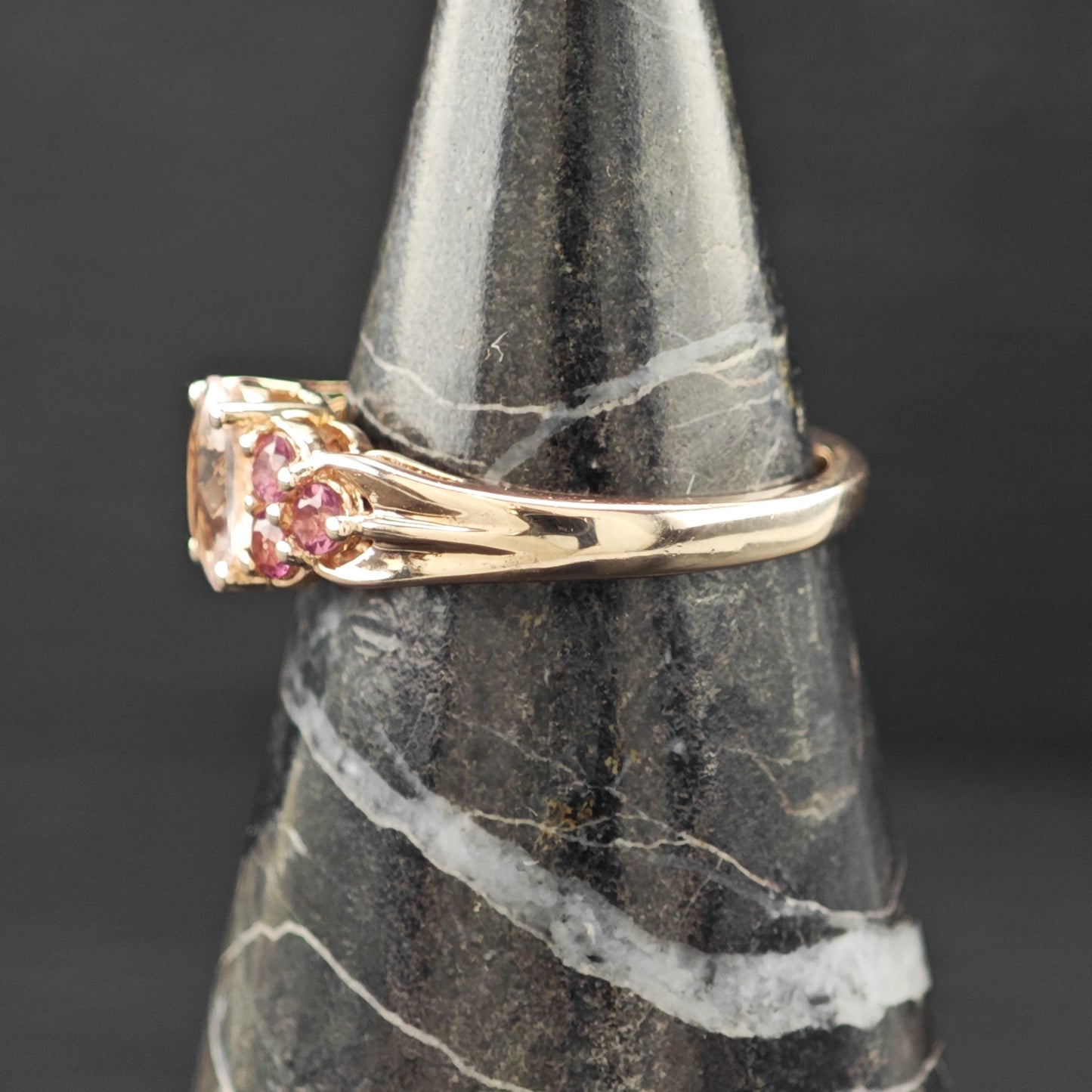 Natural Pink Garnet Rose Gold Plated Ring Sterling Silver Sz 6 R6172