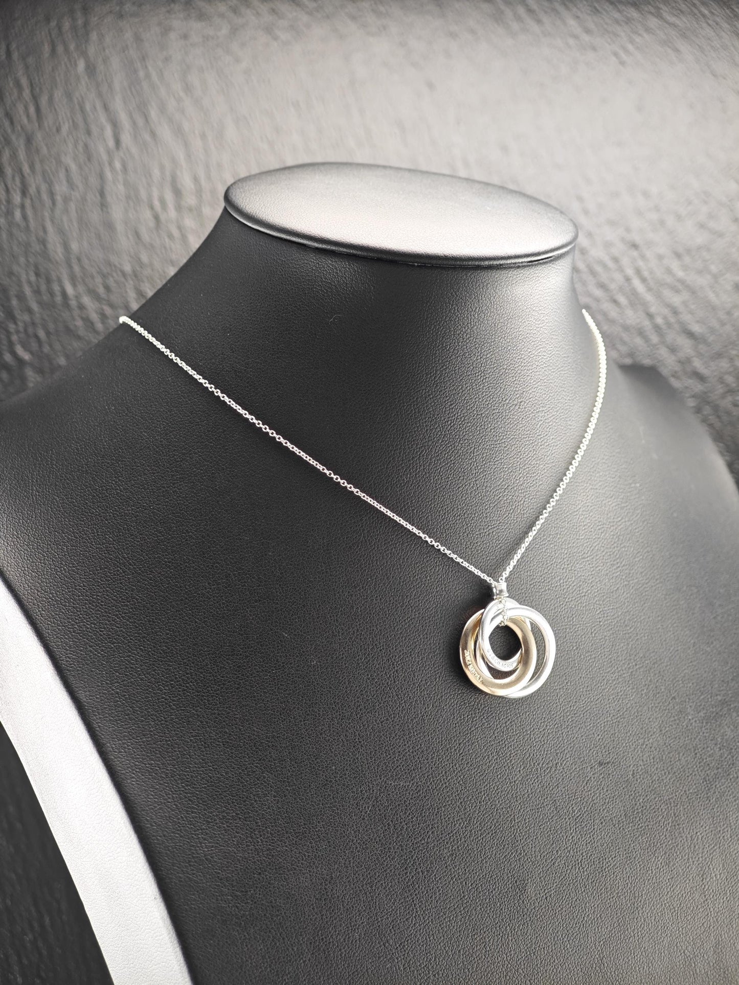 Vintage Tiffany Gold Tone 1837 Interlocking, Circles Necklace Sterling Silver N2494