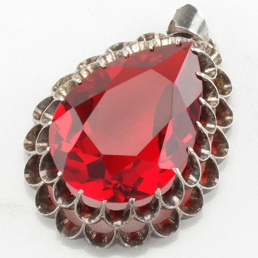 Vintage Red Paste Sterling Silver Pendant