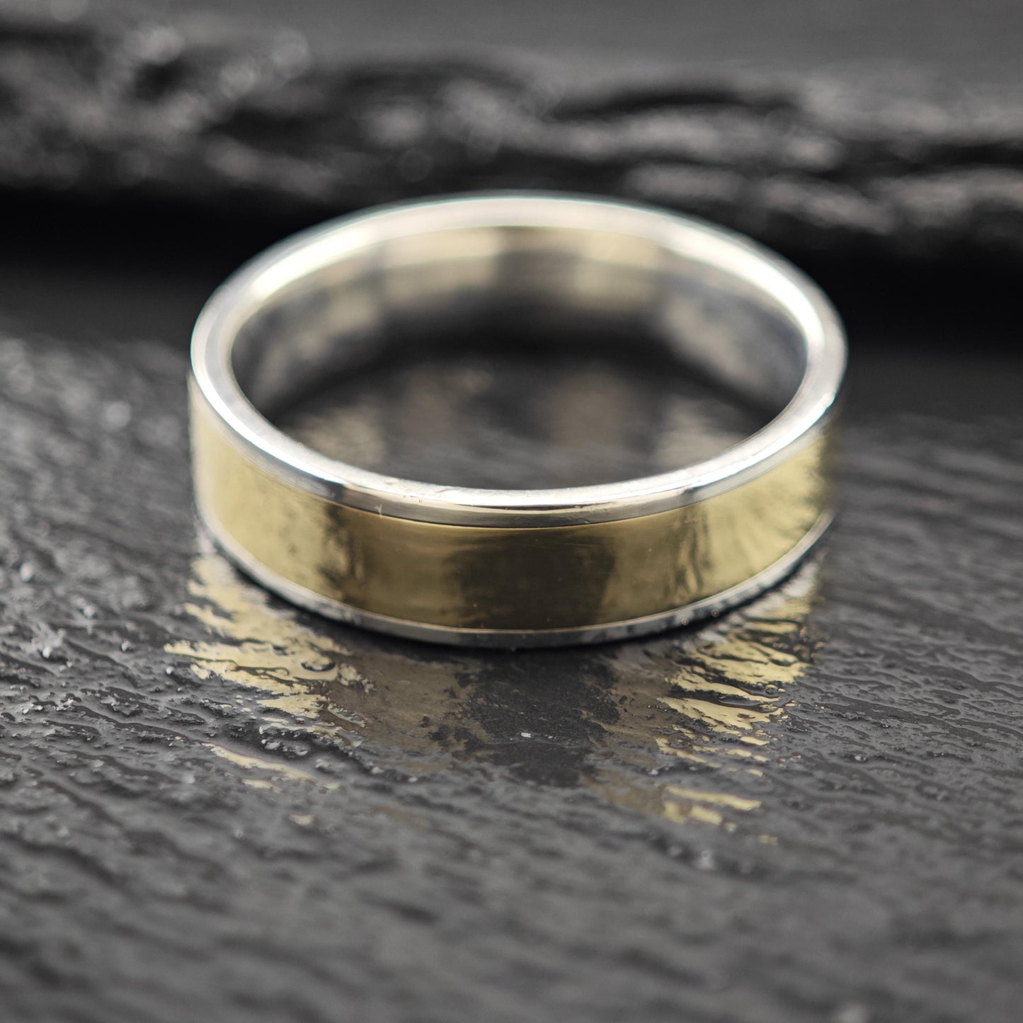 1/9 10KT Gold Accent Band Sterling Silver Sz 12