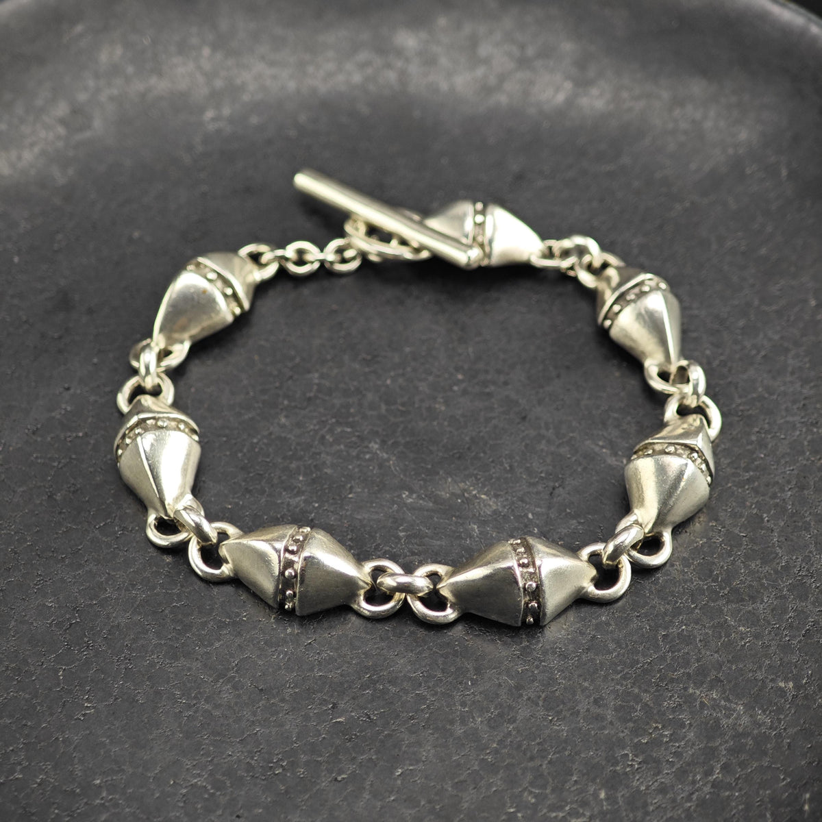 Polished Lisa Jenks Modernist Link Sterling Silver Bracelet Sz 7" BR3163