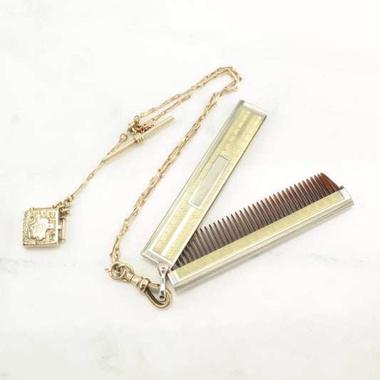 Antique Gold Fill Comb Fob Charm Chain