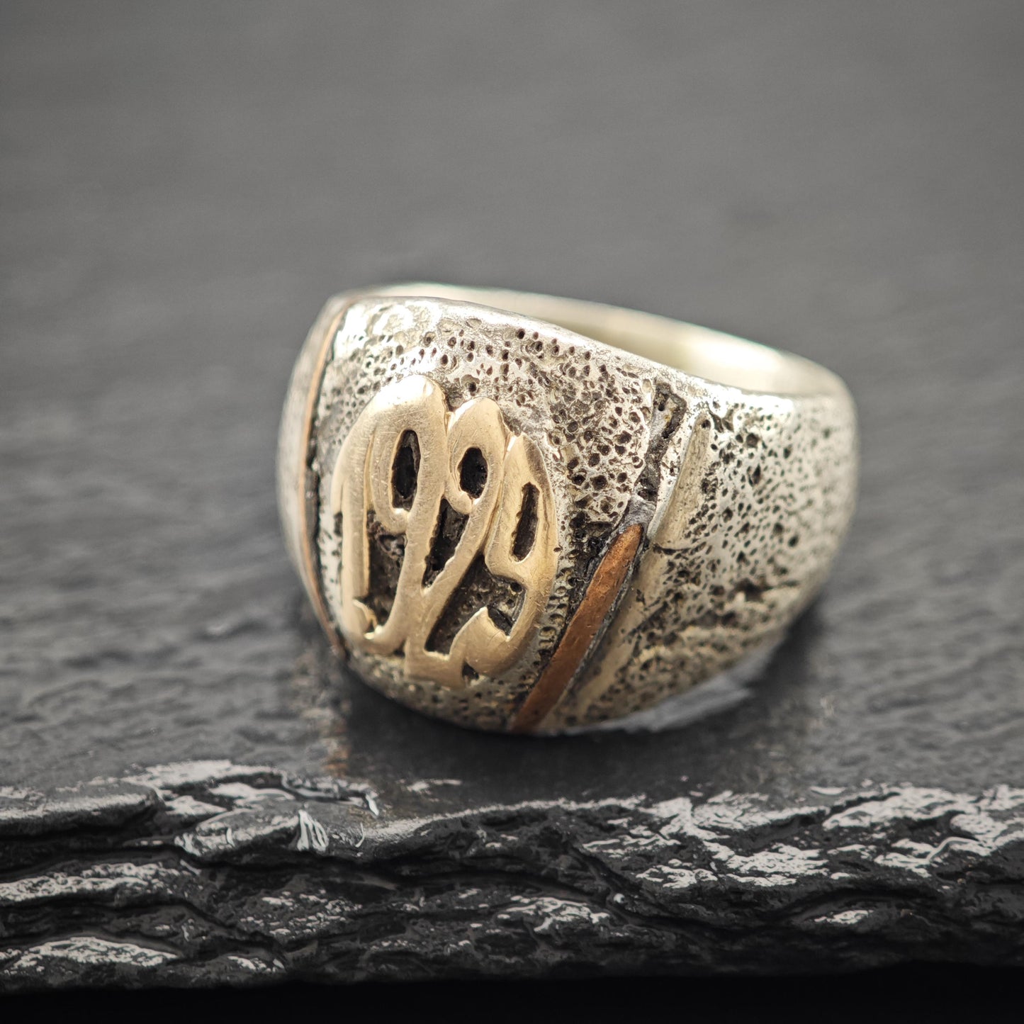 Brutalist Class Ring 1929 Sterling Silver Sz 8 R5937