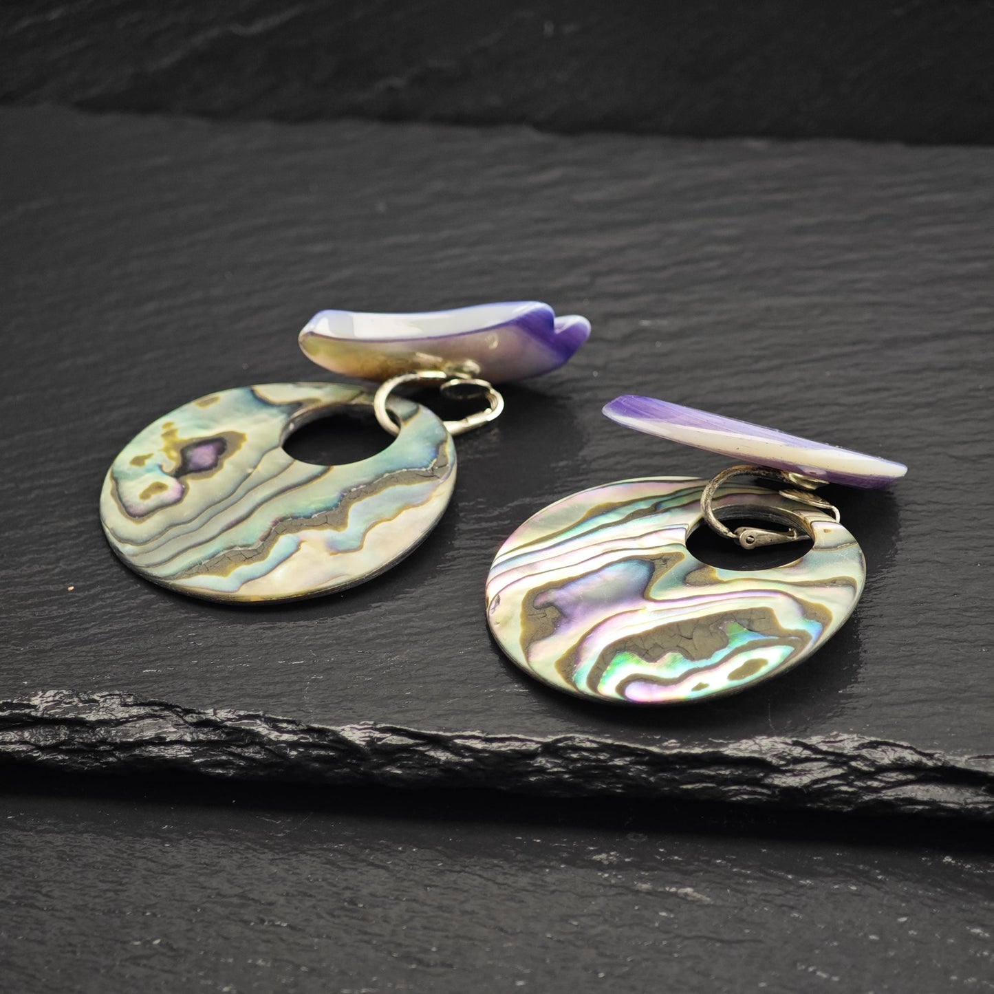 Stephen Dweck Abalone Shell Clip On/Dangle Sterling Silver Earrings ER3191