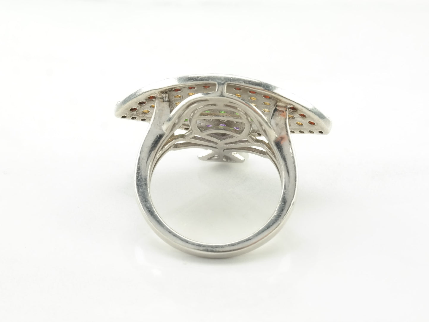 Sterling Silver Ring Multi Stone Fan Size 8