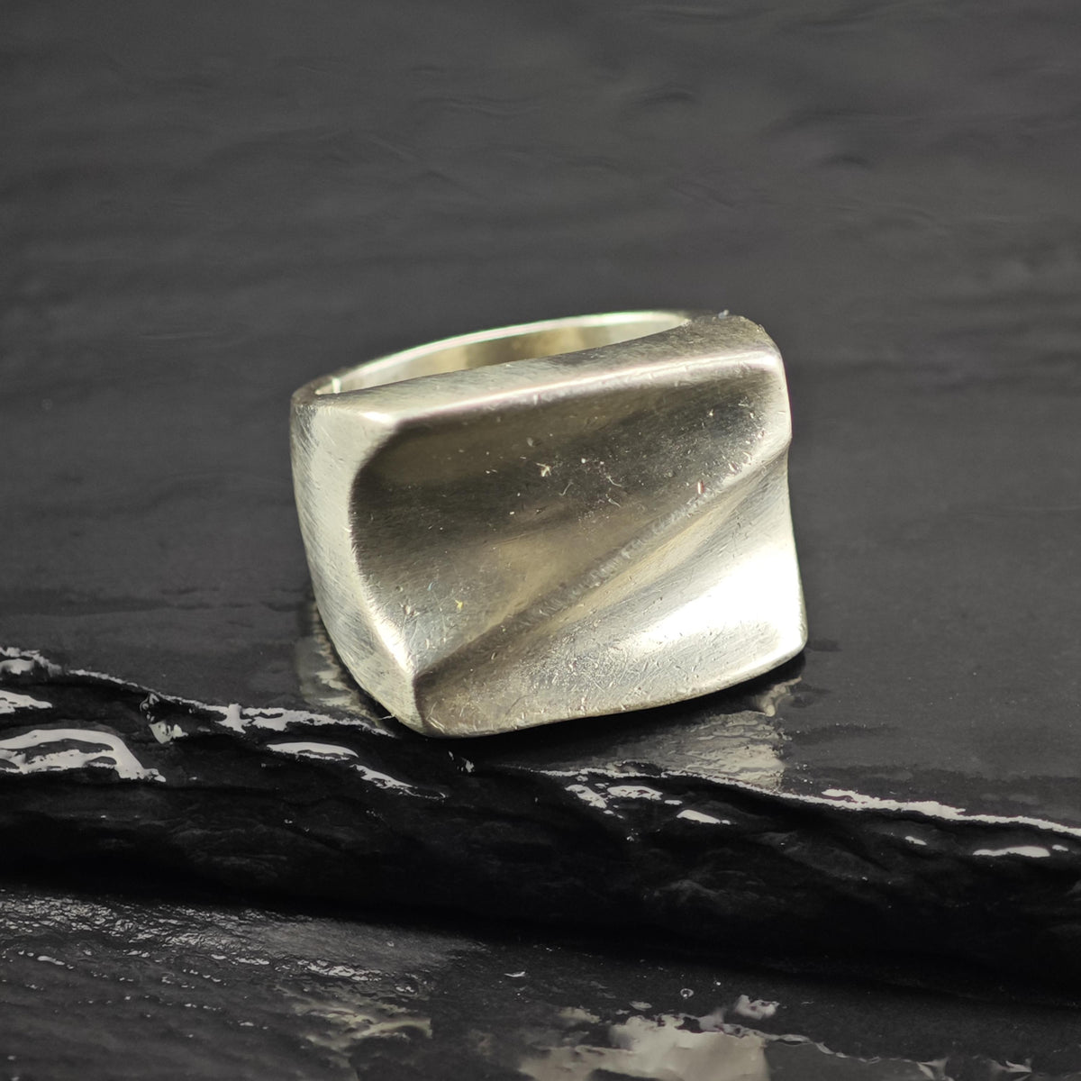 Heavy Abstract Sterling Silver Ring Sz 6 R6872