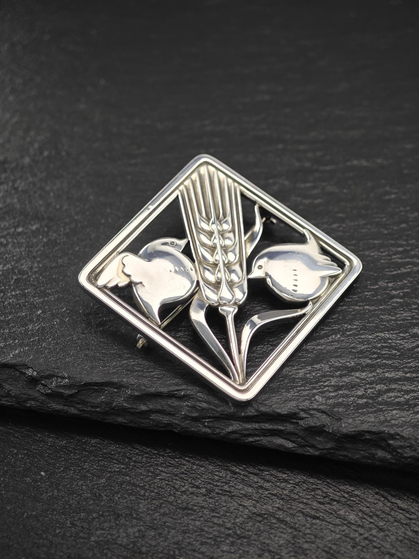 Georg Jensen 250, Floral Birds Brooch Sterling Silver