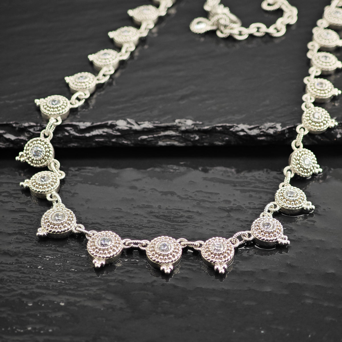 Vintage Judith Ripka CZ Sterling Silver Necklace N2801