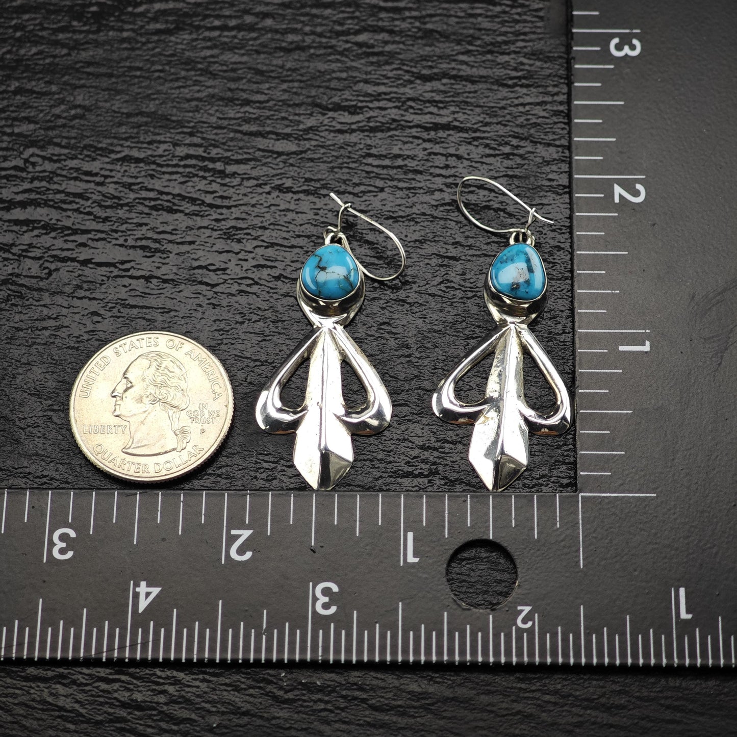 Native American Turquoise Beaded Necklace Earring Set - Sterling Silver Jewelry