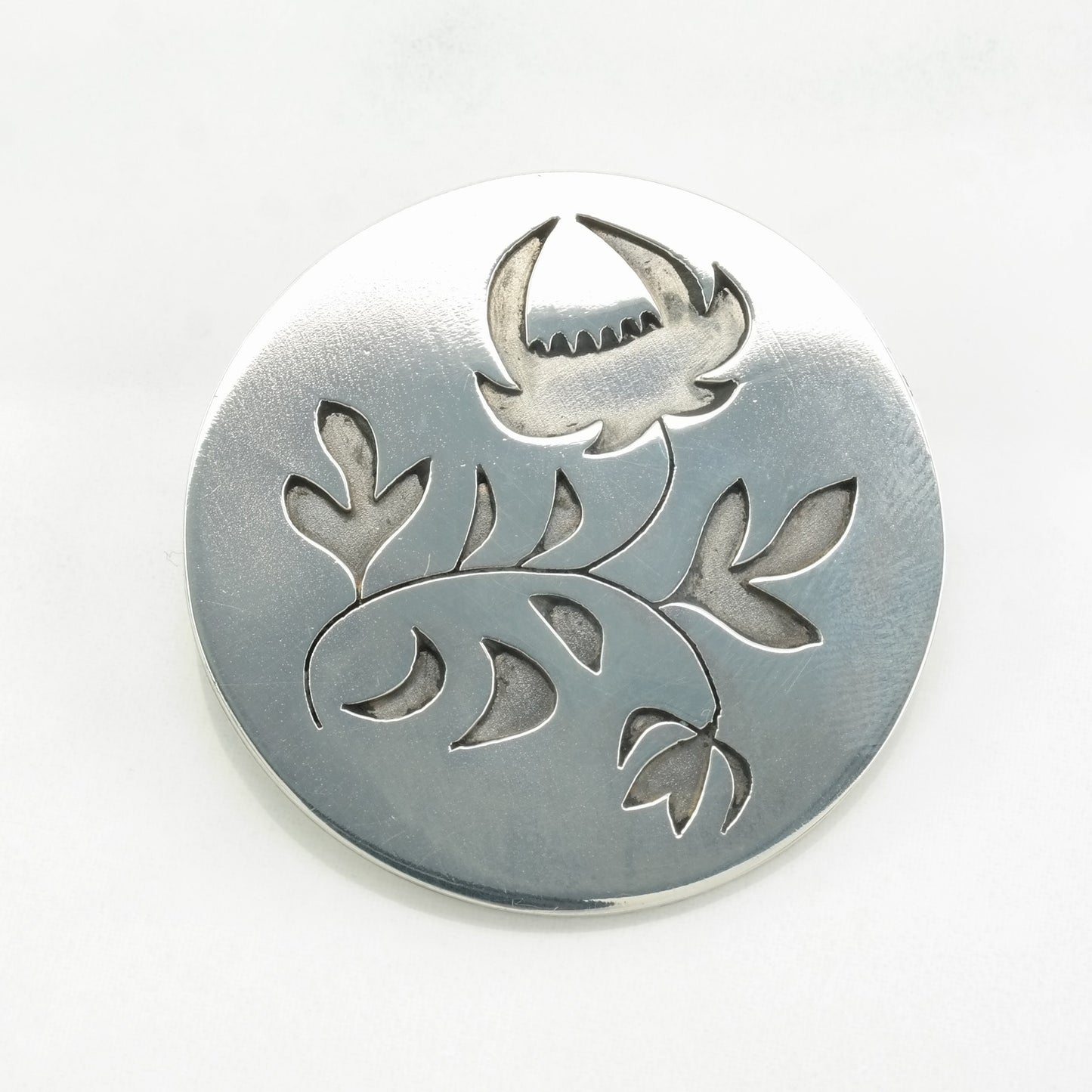 Silver Brooch Overlay Acorn, Leaf, Floral Sterling