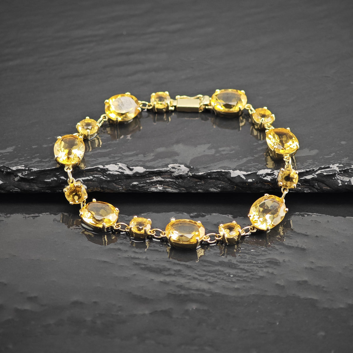 Citrine Gold-plated Sterling Silver Link Bracelet Sz 7" BR3155