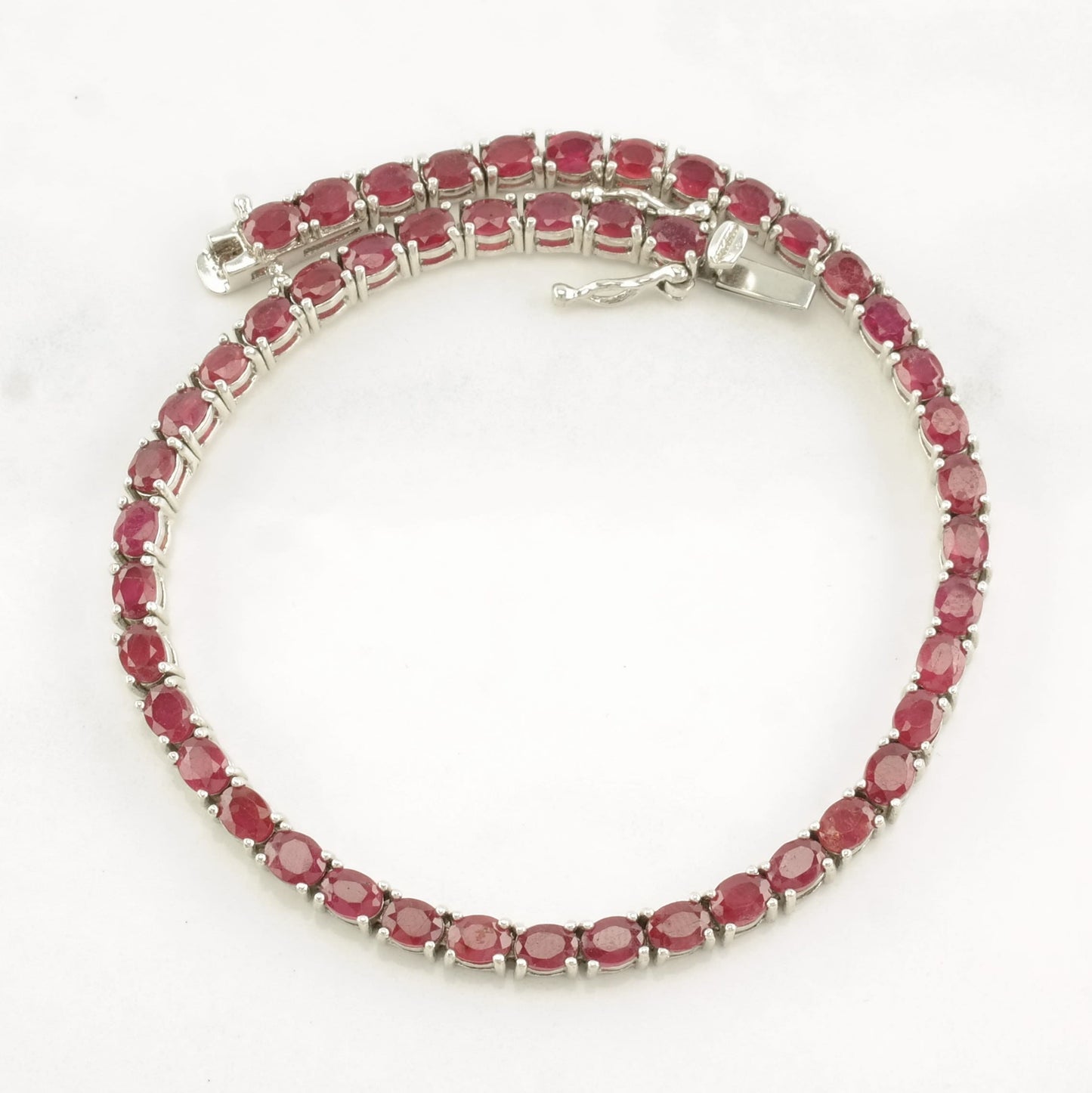 Sterling Silver Tennis Bracelet Lead Glass Filled Ruby