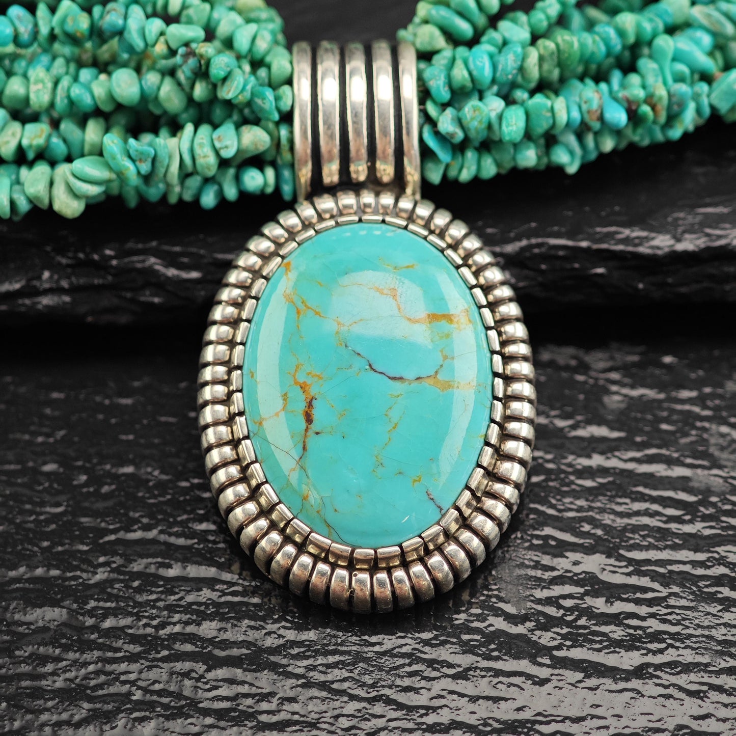 Vintage Caroll Felley Turquoise 12 Strand Sterling Silver Necklace N2725
