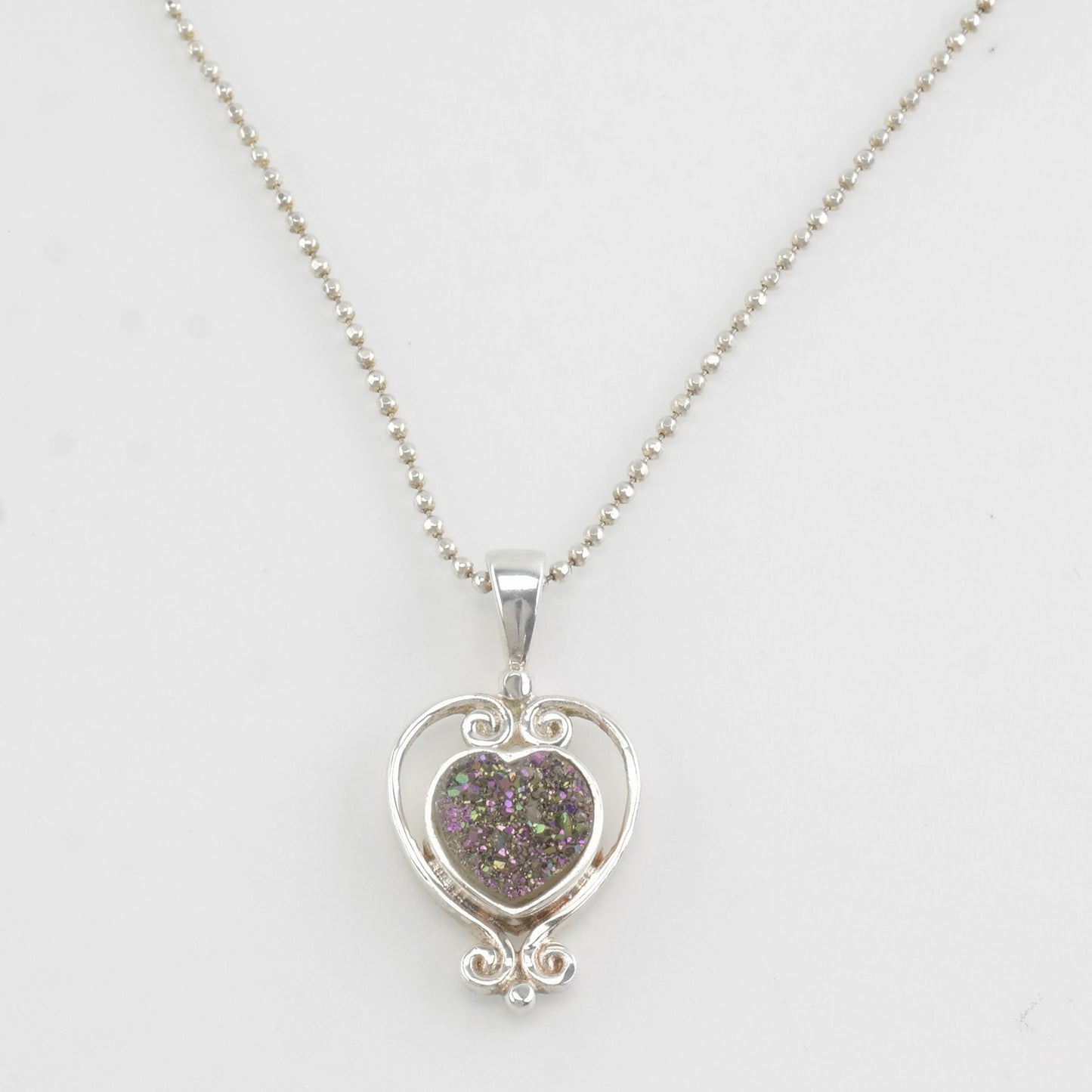 Sajen Sterling Silver Multicolor Druzy Heart Necklace