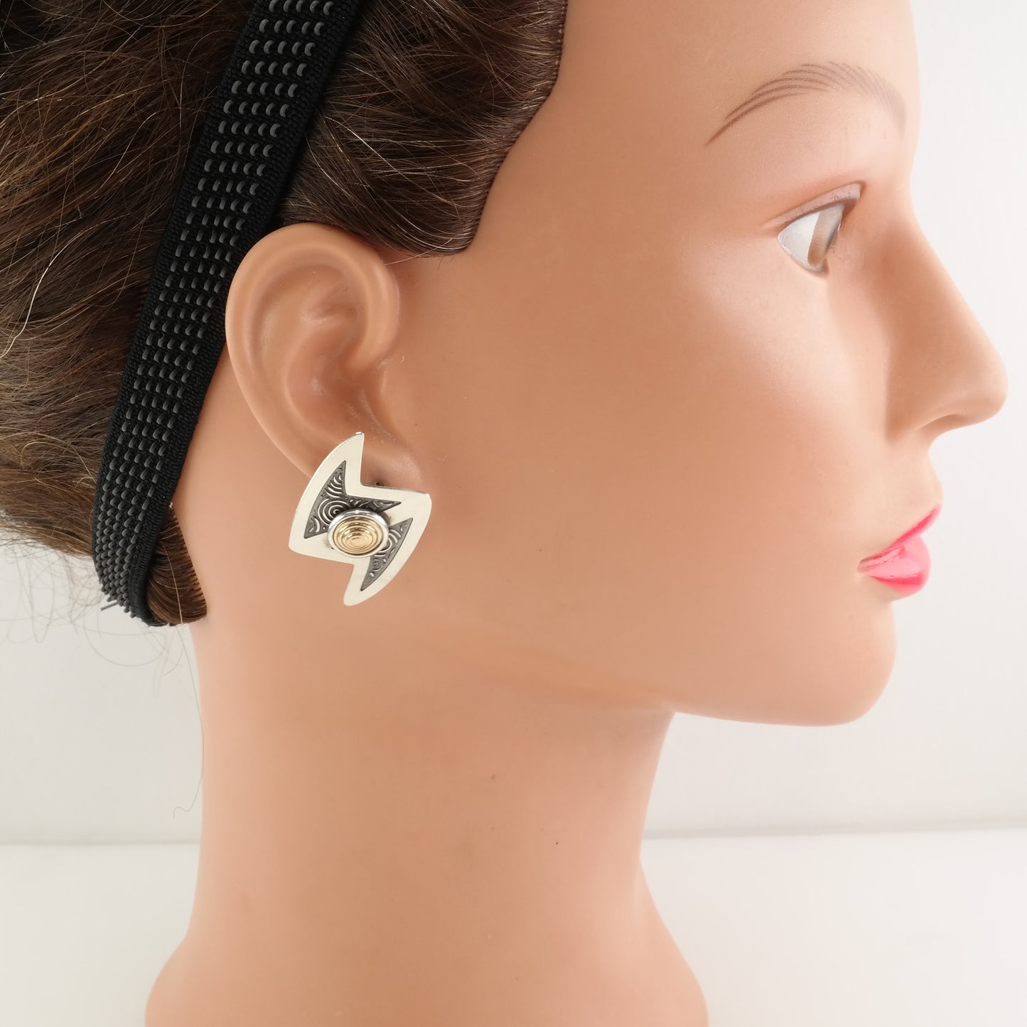 Stamas Sterling Silver Gold Accent Two Tone Swirl Earrings Clip On