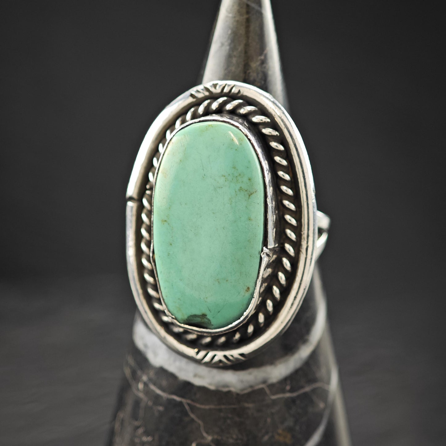 Southwest Turquoise Ring: Sterling Silver Jewelry Size 8 1/4
