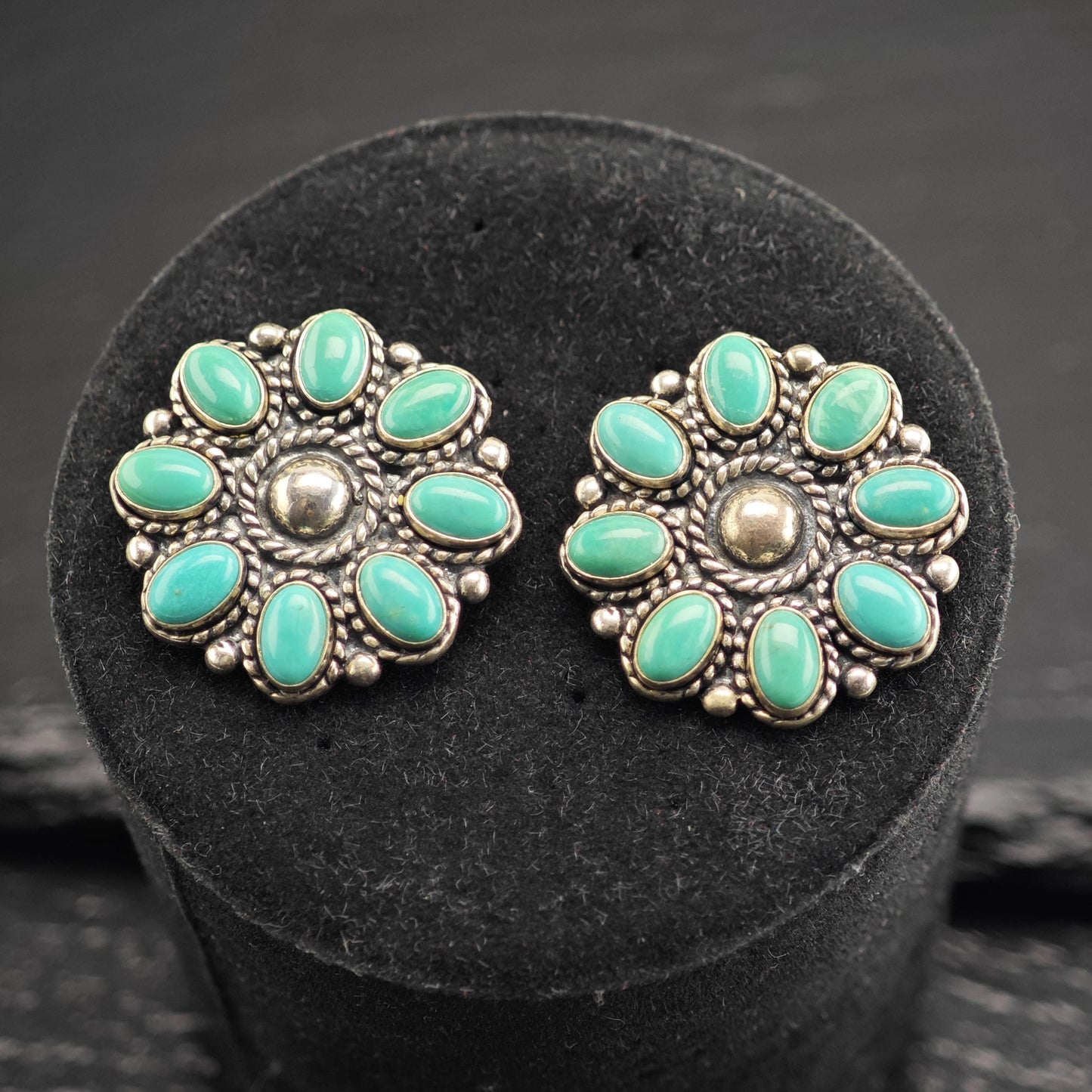 SW Style Turquoise Cluster Stud Sterling Silver Earrings ER3190