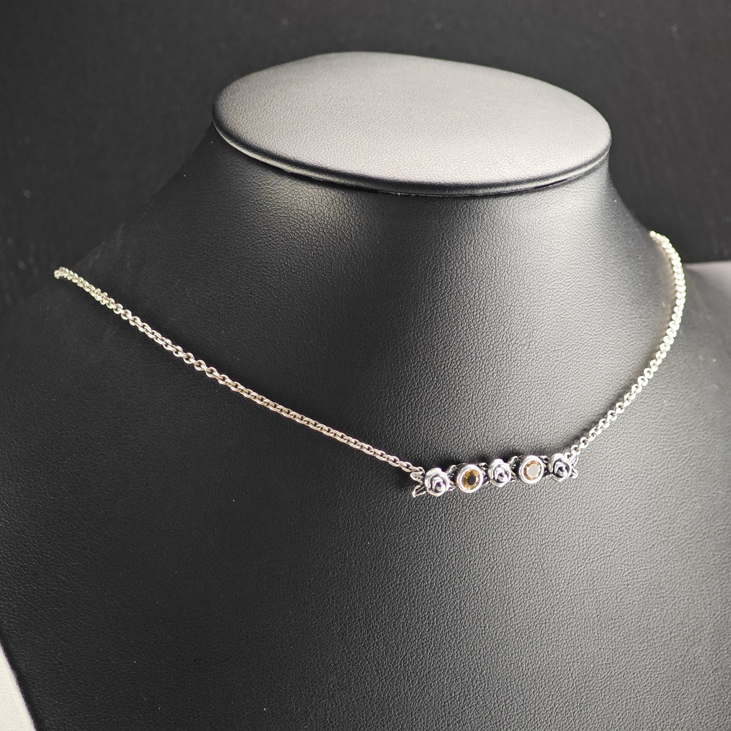Yellow Citrine Floral Sterling Silver Necklace N2737