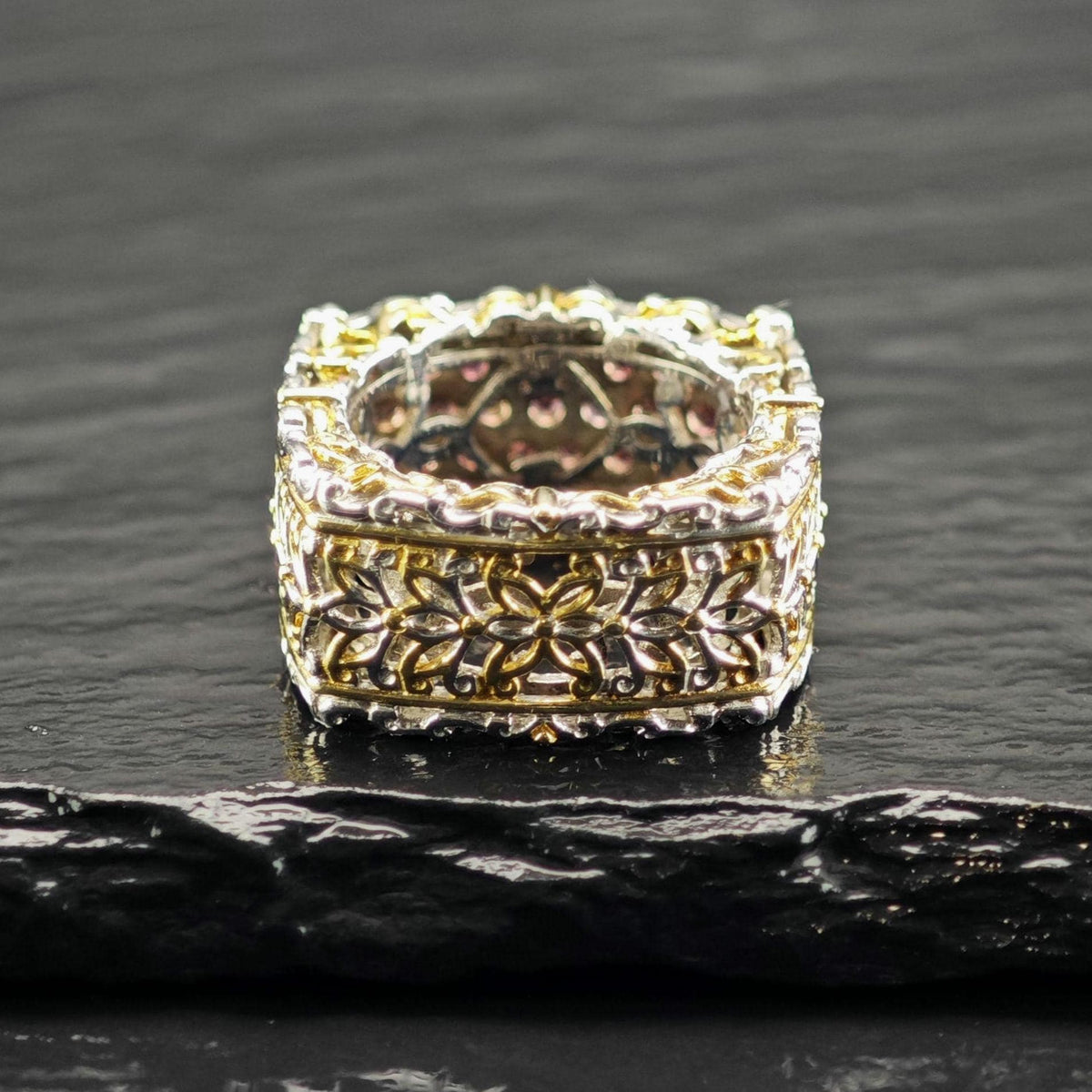 Pink Sapphire Pave Gold-plated Accent Sterling Silver Ring Sz 4 1/4 R6827