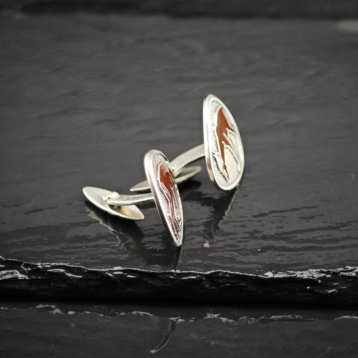 Enamel African Impala Hunting Sterling Silver Cufflinks MISC0434