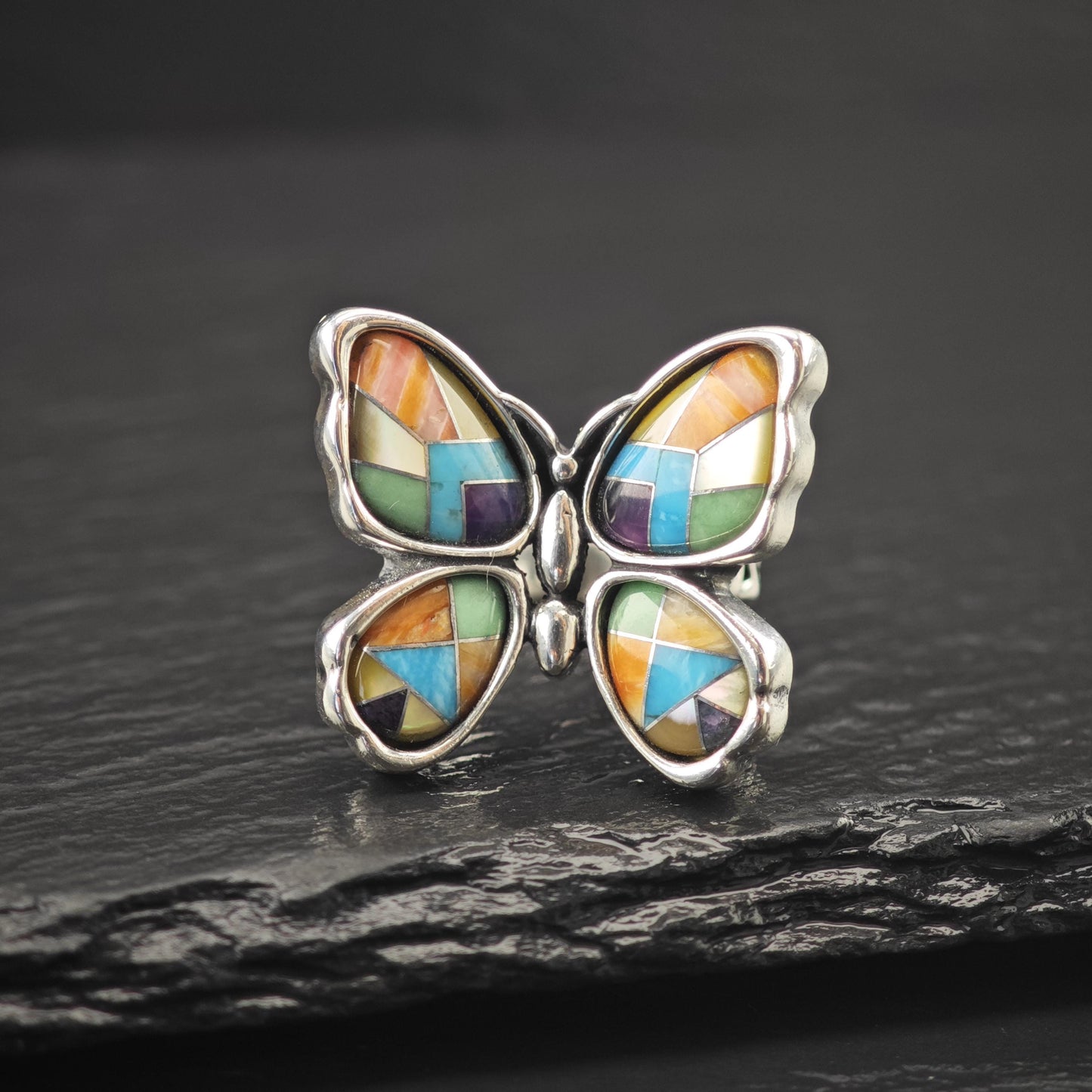 Carolyn Pollack Butterfly Inlay Ring Sterling Silver