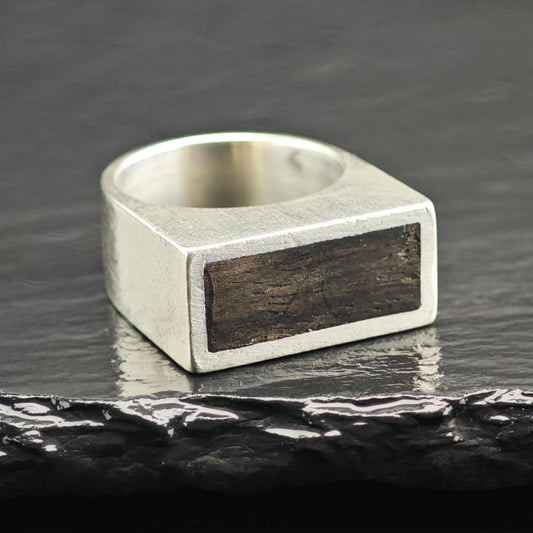 Modernist Ebony Wood Sterling Silver Ring By José María Puig Doria Sz 6 1/4 R6704
