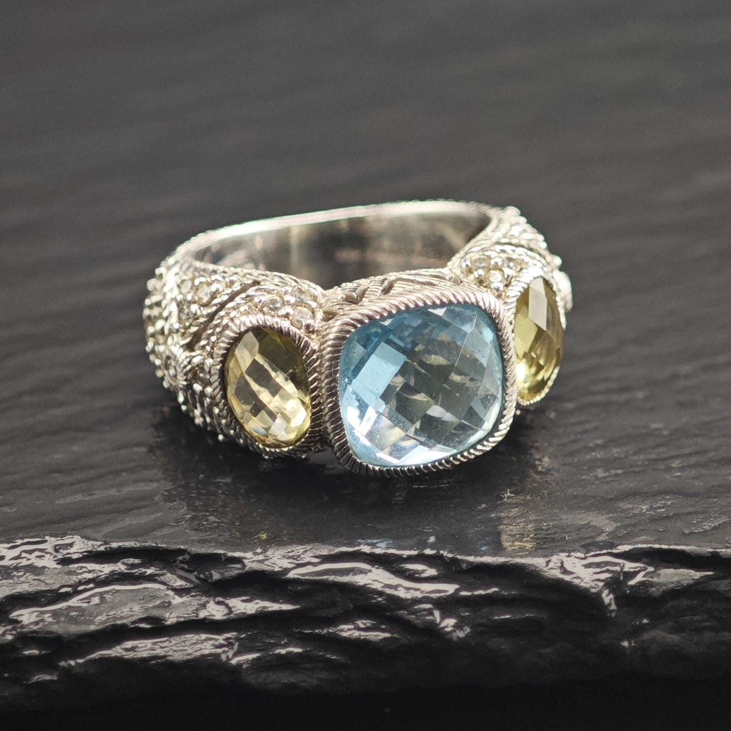 Judith Ripka Topaz Prasiolite Sterling Silver Ring Sz 6 R6681