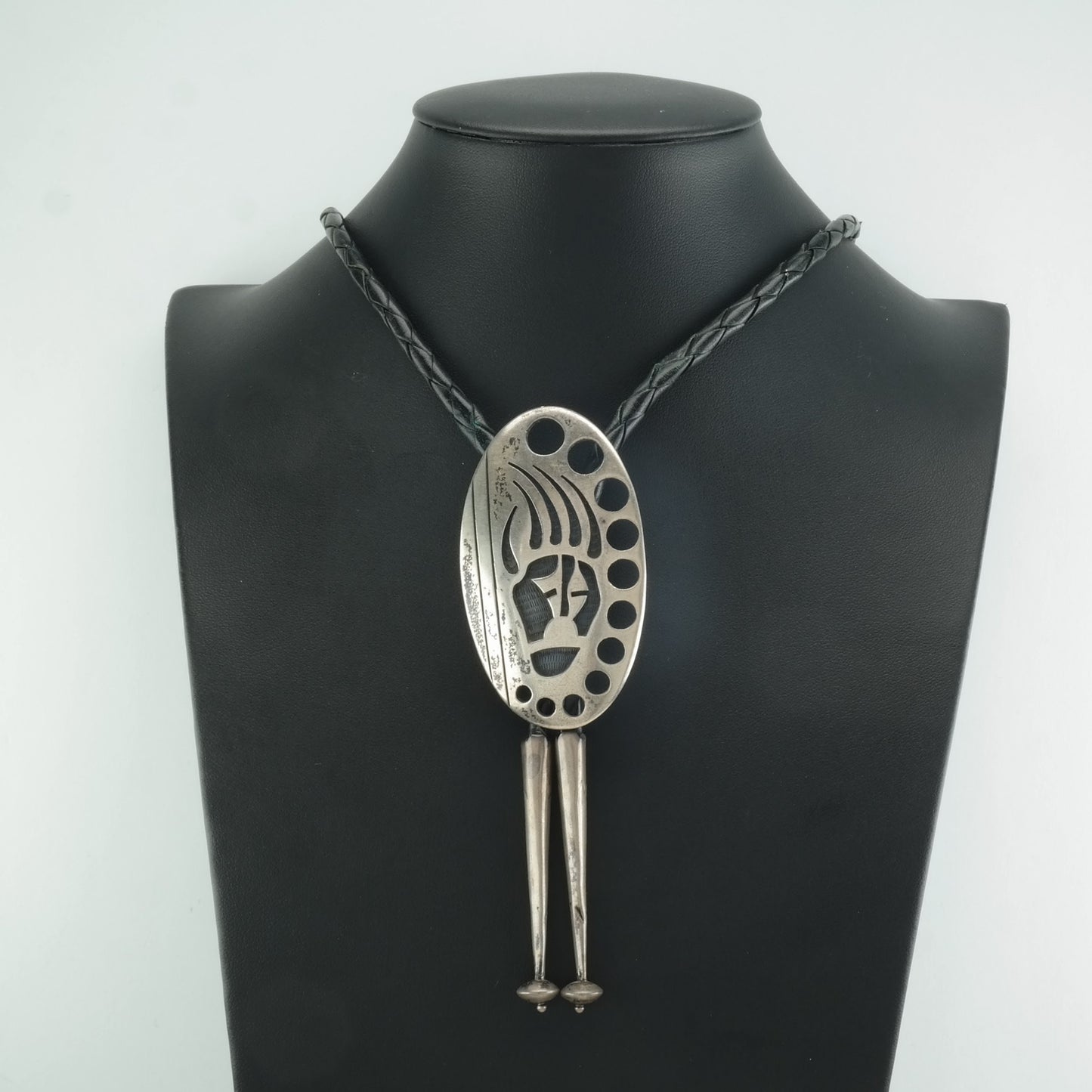 Hopi Lauren Koinva Sterling Silver Bear Paw Overlay Necklace