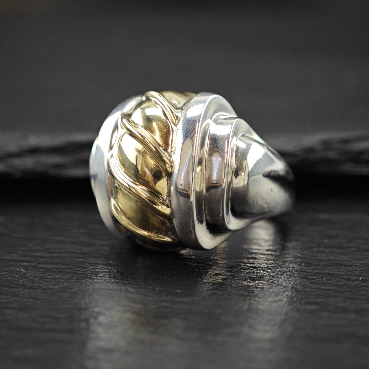 Rigoberto Of Beverly Hills 14K Gold Accent Dome Ring Sterling Silver Sz 7 1/4 R6016
