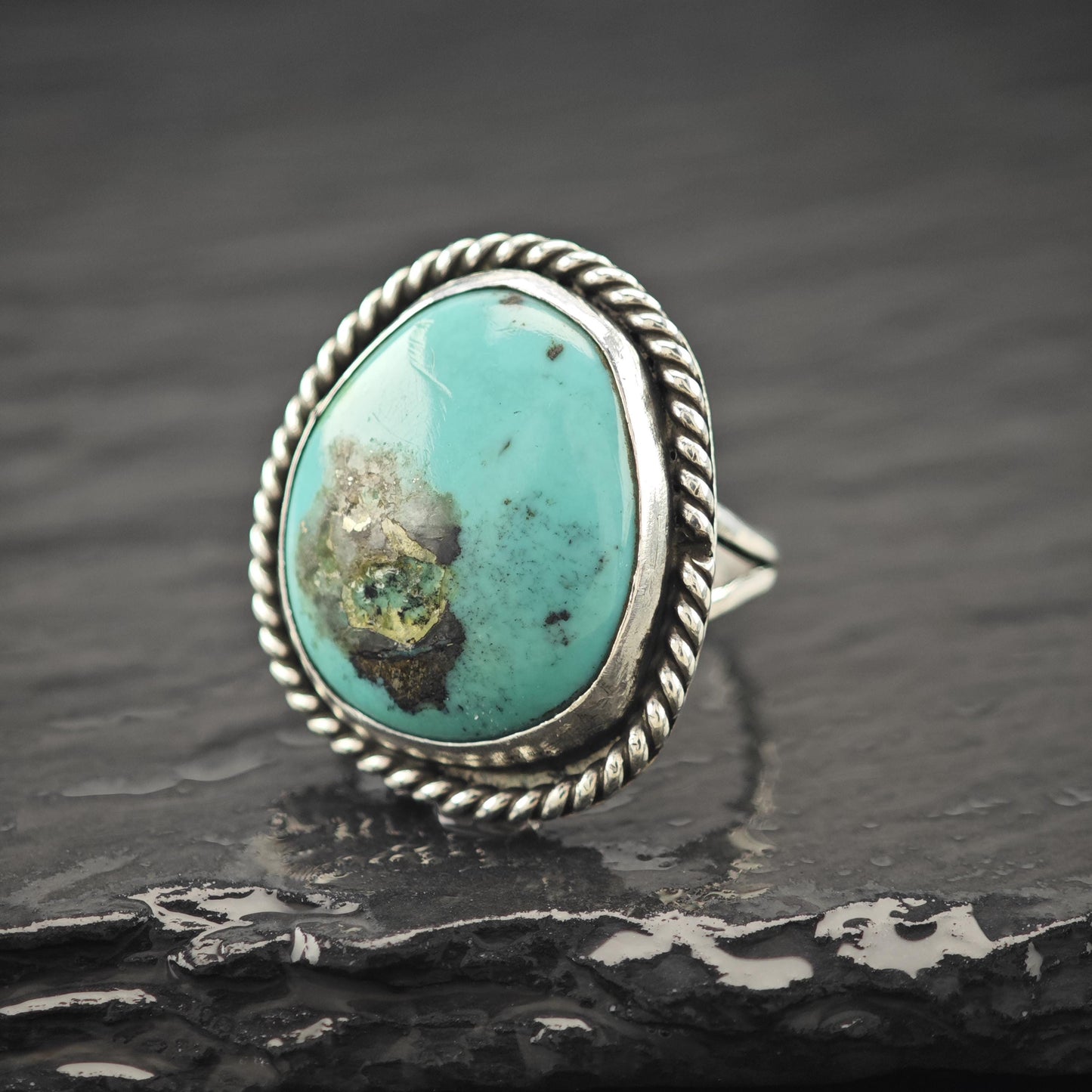 Native American Turquoise Ring Sterling Silver Size 6 1/4