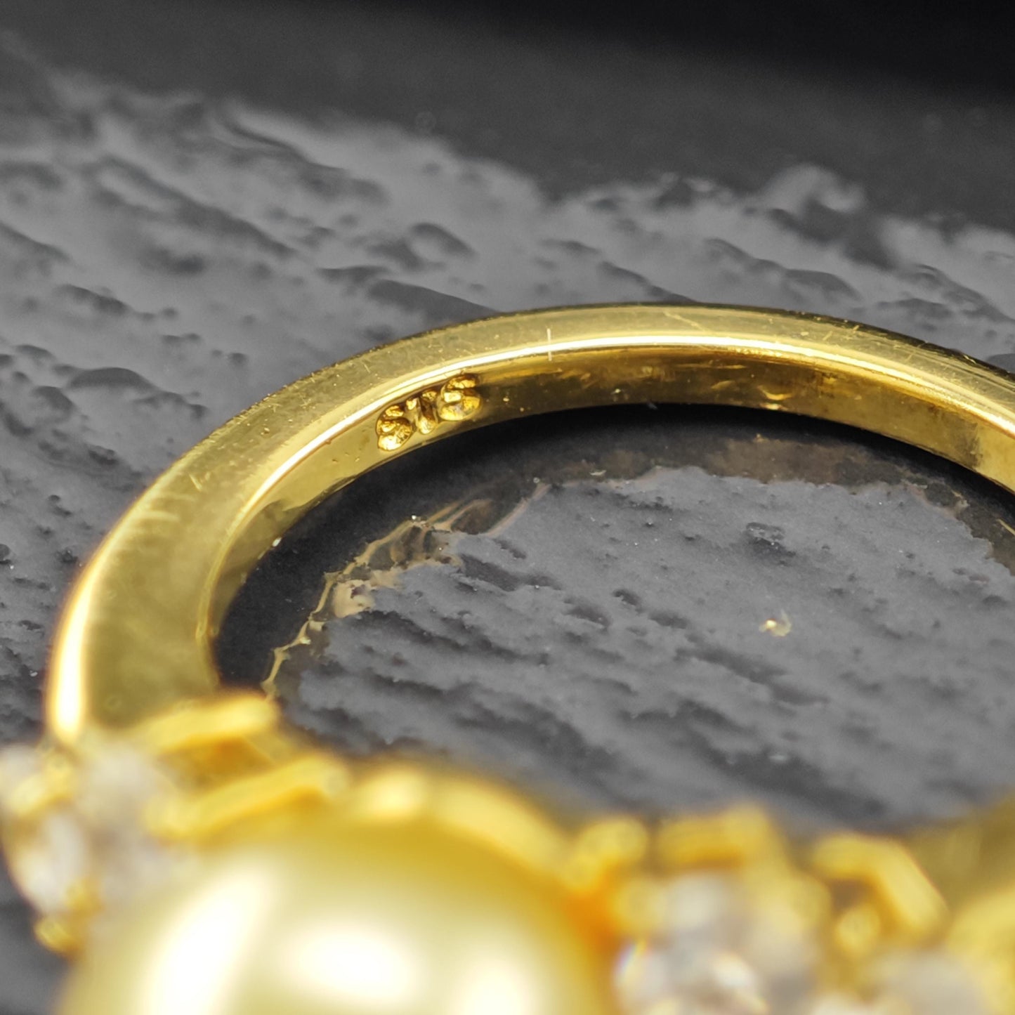 Golden Pearl 14K Gold Plated Ring Sterling Silver Sz 6 R6181