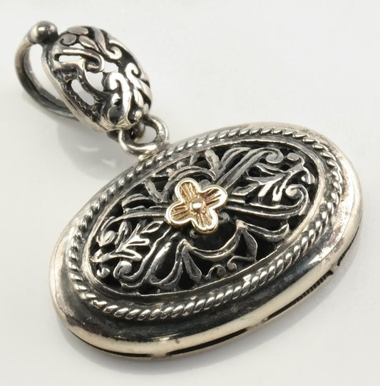 Vintage Flower Sterling Silver 14k Pendant