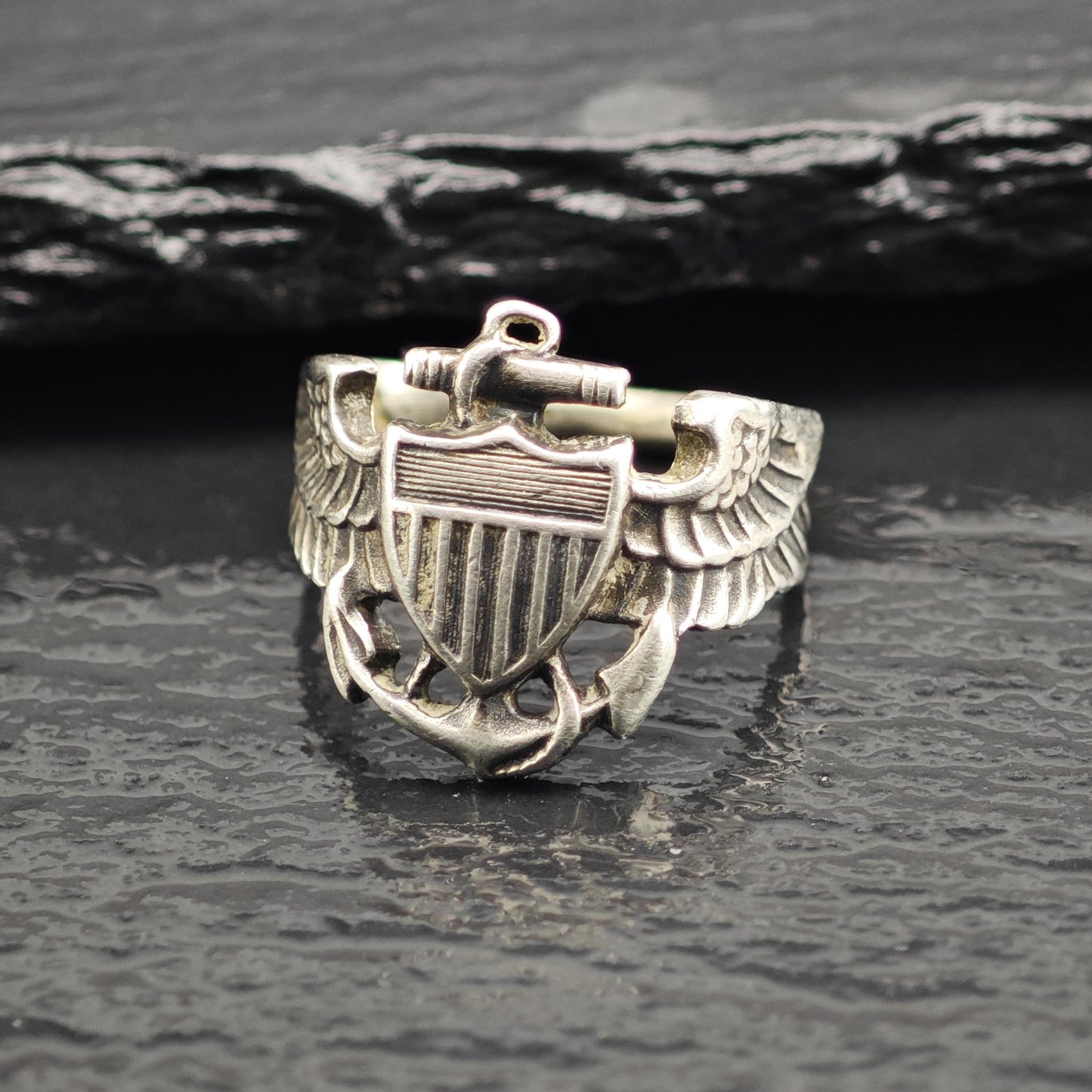 AS IS U.S. Navy Naval Aviator Sterling Silver Ring Sz 5 1/4 R6699