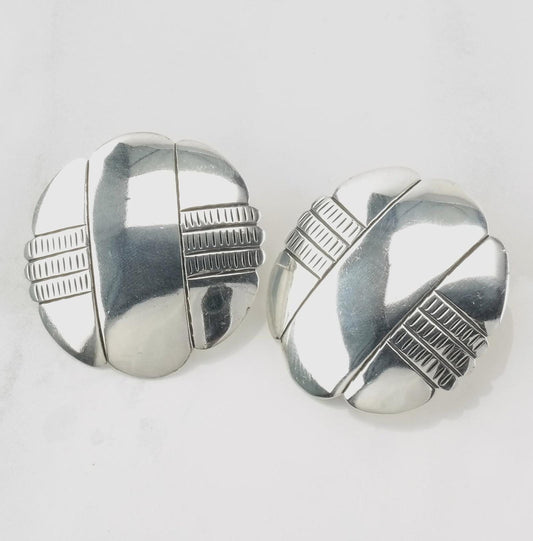 Native American Sterling Silver Shield Earrings Stud