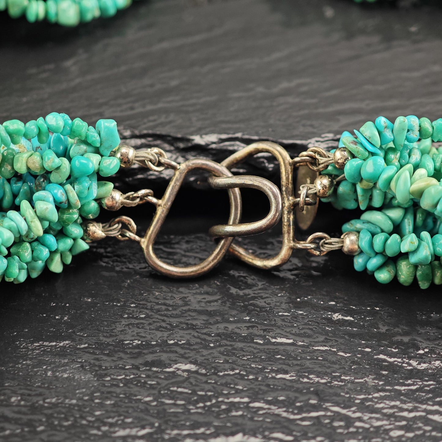 Vintage Caroll Felley Turquoise 12 Strand Sterling Silver Necklace N2725