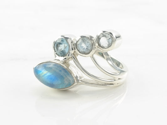 Topaz, Moonstone Ring Sterling Silver Size 6