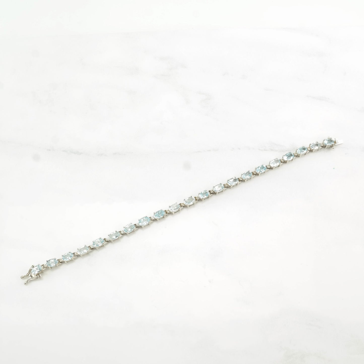 Vintage Sterling Silver Tennis Bracelet Blue Topaz