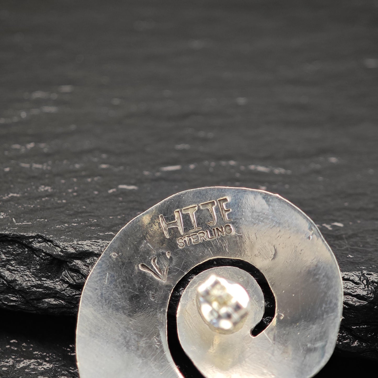 Native American Stamped, Swirl Stud Earrings Sterling Silver